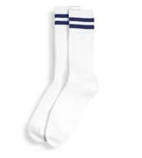 White Cotton Crew Length Sock - L